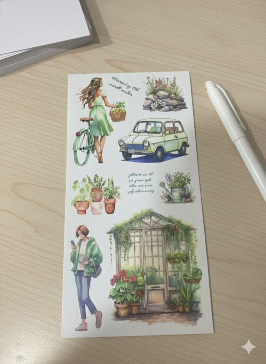 Emerald Vintage Sticker Seti 20 SAYFA – Zümrüt Yeşili Retro Tasarım Etiketler | Hediye Ofisi