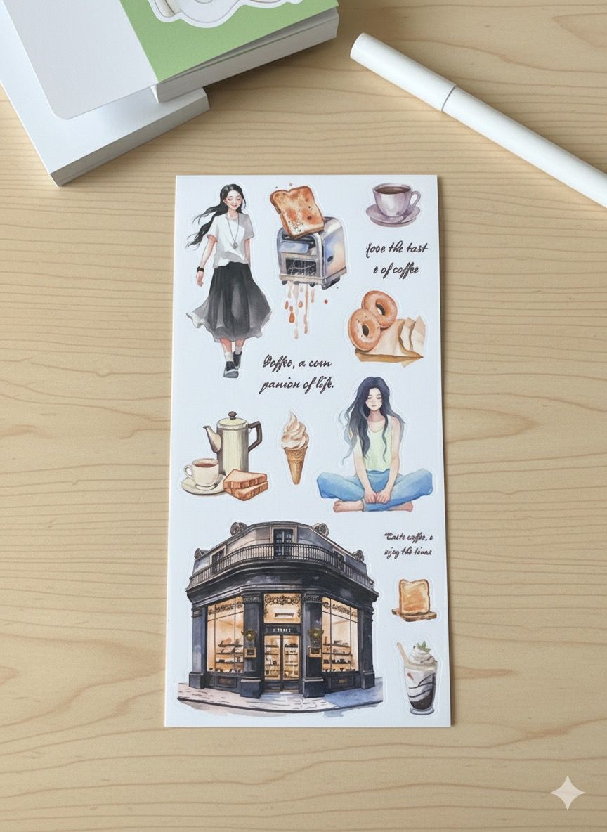 Rich and Kahve Konseptli Sticker Book–20 sayfa Bullet Journal ve Defter Süsleme İçin Retro Etiket Seti