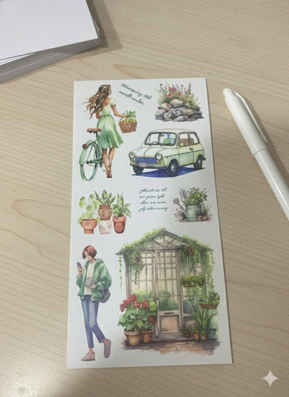 Emerald Vintage Sticker Seti 20 SAYFA – Zümrüt Yeşili Retro Tasarım Etiketler | Hediye Ofisi