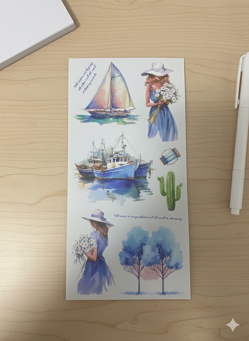 Deniz ve Okyanus Konseptli Sticker Seti 20 Sayfa–Planner, Ajanda ve Scrapbook Süsleme İçin