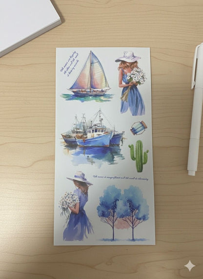 Deniz ve Okyanus Konseptli Sticker Seti 20 Sayfa–Planner, Ajanda ve Scrapbook Süsleme İçin