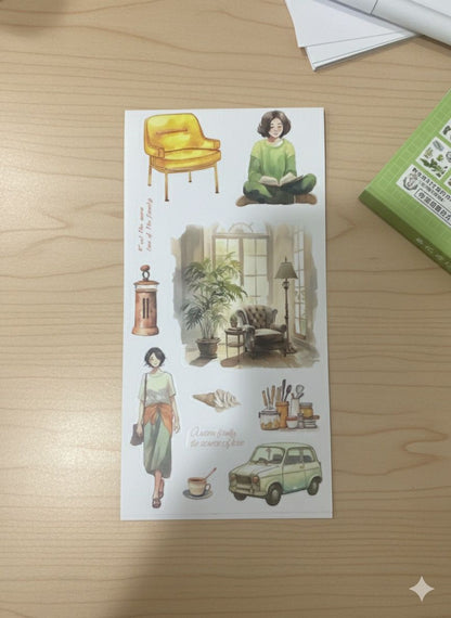Emerald Vintage Sticker Seti 20 SAYFA – Zümrüt Yeşili Retro Tasarım Etiketler | Hediye Ofisi