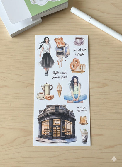 Rich and Kahve Konseptli Sticker Book–20 sayfa  Bullet Journal ve Defter Süsleme İçin Retro Etiket Seti