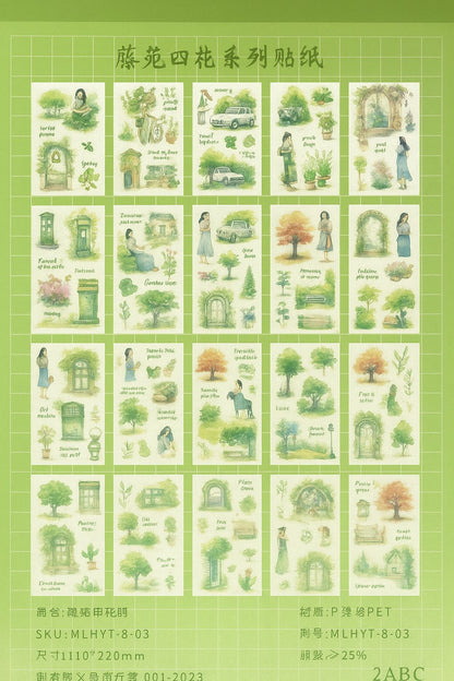 Emerald Vintage Sticker Seti 20 SAYFA – Zümrüt Yeşili Retro Tasarım Etiketler | Hediye Ofisi