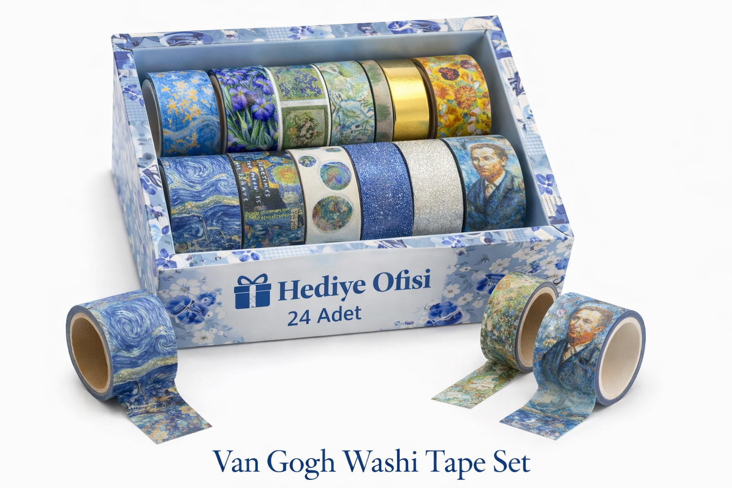 Hediye Ofisi Van Gogh 24’lü Vintage Washi Bant Seti | Bullet Journal & Scrapbook