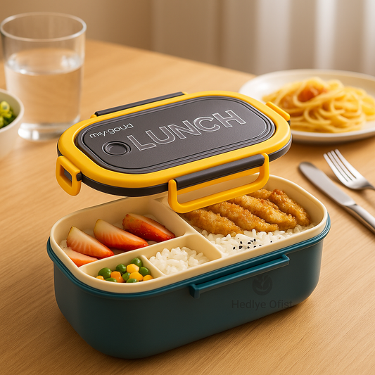 2 Katlı Taşınabilir Yemek Kabı Lunch Box Diyet Beslenme Kutusu Saklama Kabı Çatal Kaşıklı Sefer Tası