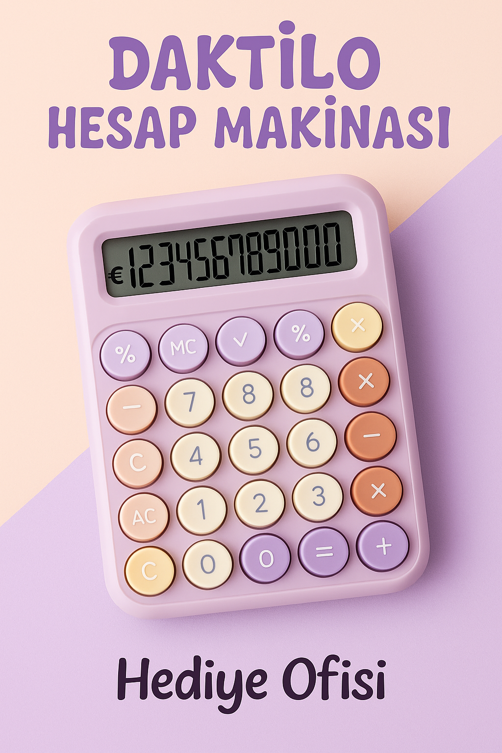 Pinterest Hesap Makinası Daktilo Tasarım Renkli Tuşlu Masaüstü Hesap Makinesi – Pastel Retro