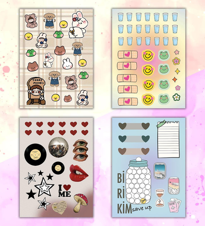 Vintage My DIY Sticker Book 24 * 17 cm 16 Sayfa Özel Tasarım Rengarenk Sticker Kitabı