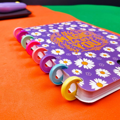 Mor Papatya Tasarımlı Kalp Spiralli Defter