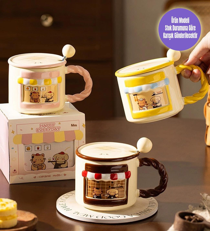 Happy Everyday Sevimli Ayı Tasarımlı Seramik Kupa