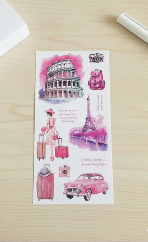 Şehir ve Seyahat Konseptli 20 Sayfa Sticker Seti – Retro Urban-Bullet Journal Etiket