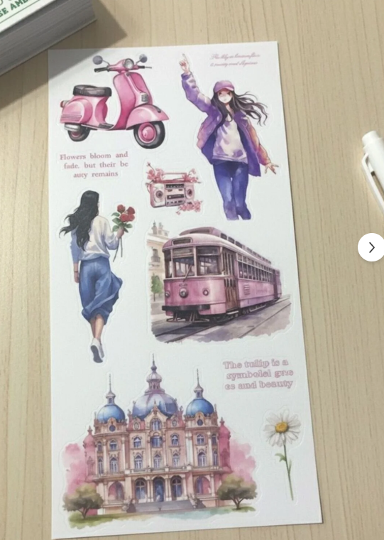 Şehir ve Seyahat Konseptli 20 Sayfa Sticker Seti – Retro Urban-Bullet Journal Etiket