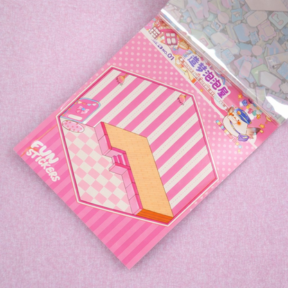 13,5*19 cm. 6 Sayfa Şeffaf Sticker 6 Sayfa Giydirme Sticker